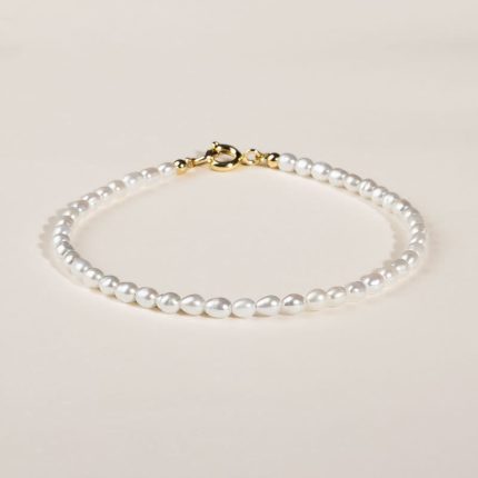 Buddha Stones 2mm Natural Pearl Ultra-thin Beads 14k Gold Plated Copper Wisdom Bracelet