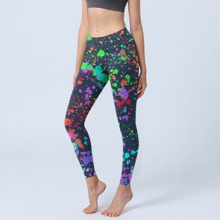 Buddha Stones Black Splash Ink Print Exercise Leggings Women's Yoga Pants
