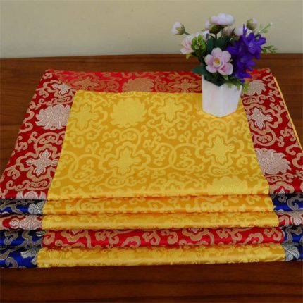 Buddha Stones Brocade Prayer Altar Flower Vajra Dragon Pattern Auspicious Symbols Table Runner