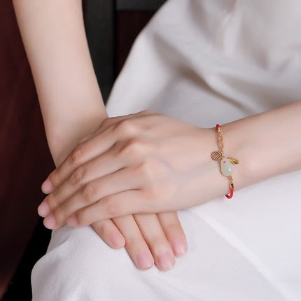Buddha Stones 925 Sterling Silver Year of the Rabbit Hetian White Jade Luck Blessing Red String Bracelet