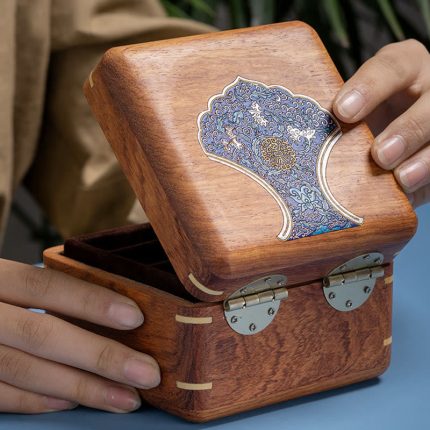 Buddha Stones Antique Flower Leaf Handmade Rosewood Jewelry Storage Box Wooden Gift Organizer Box